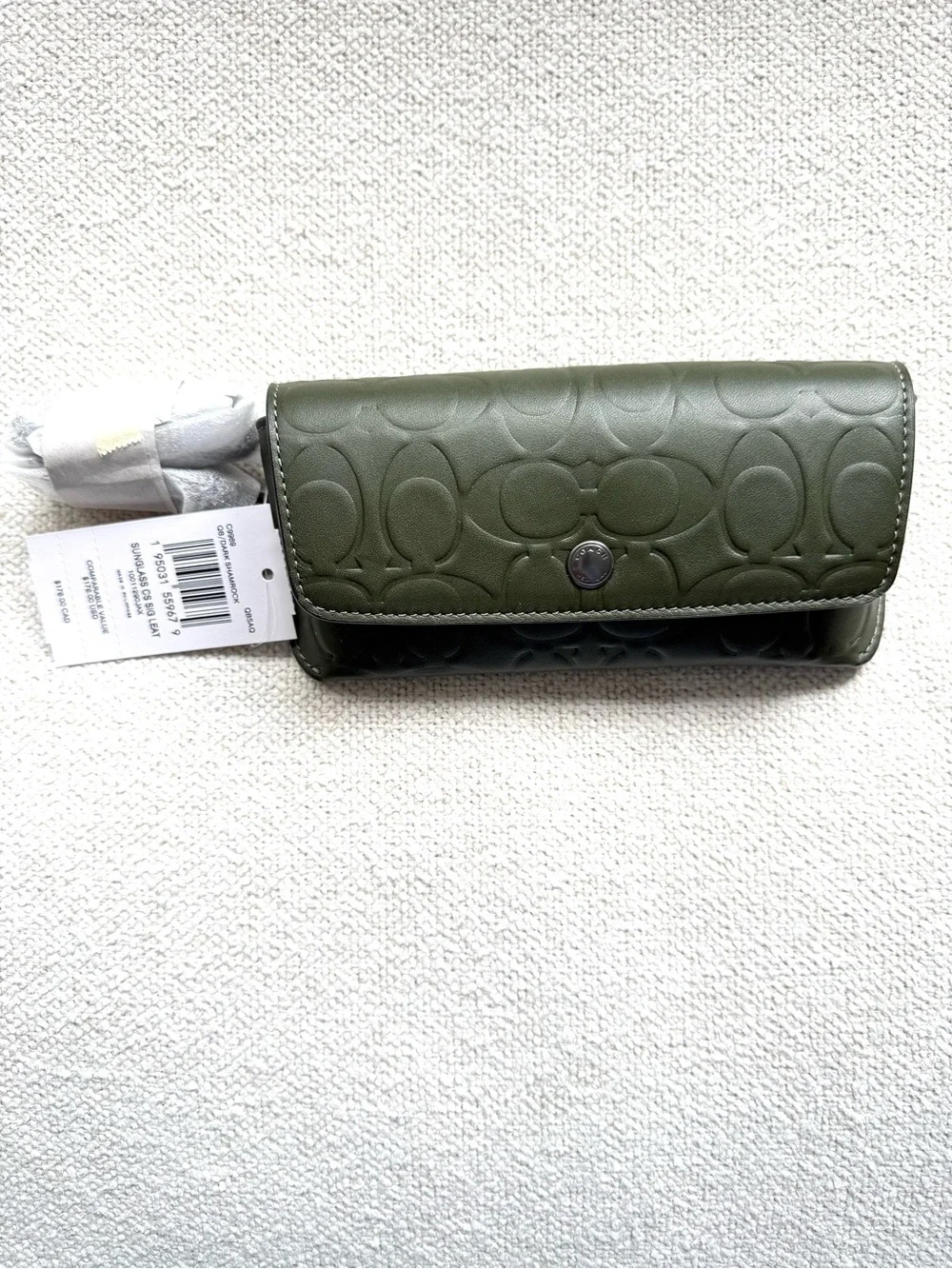 COACH Olive Embossed Signature Leather Glass Case NWT - Picture 4 of 4